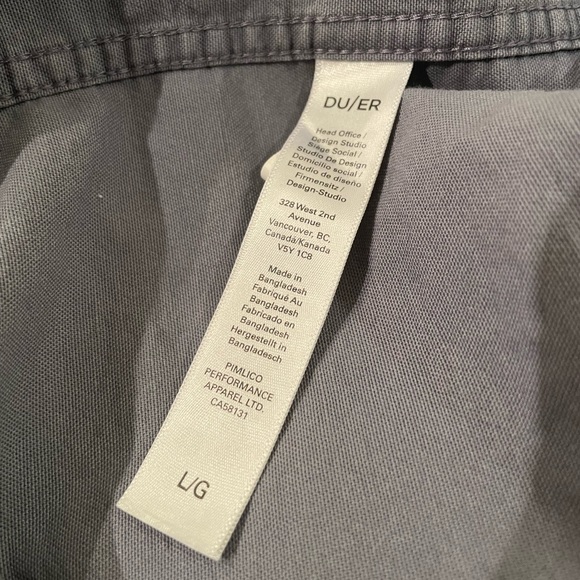 DU/ER Men’s Button Up Shirt - Greyish Blue Size L - Picture 8 of 9
